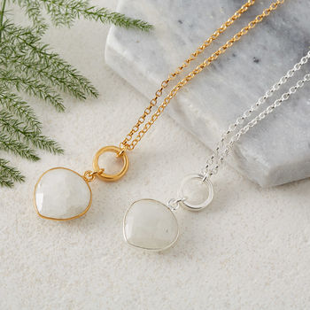 Gold Circle Moonstone Necklace, 2 of 5