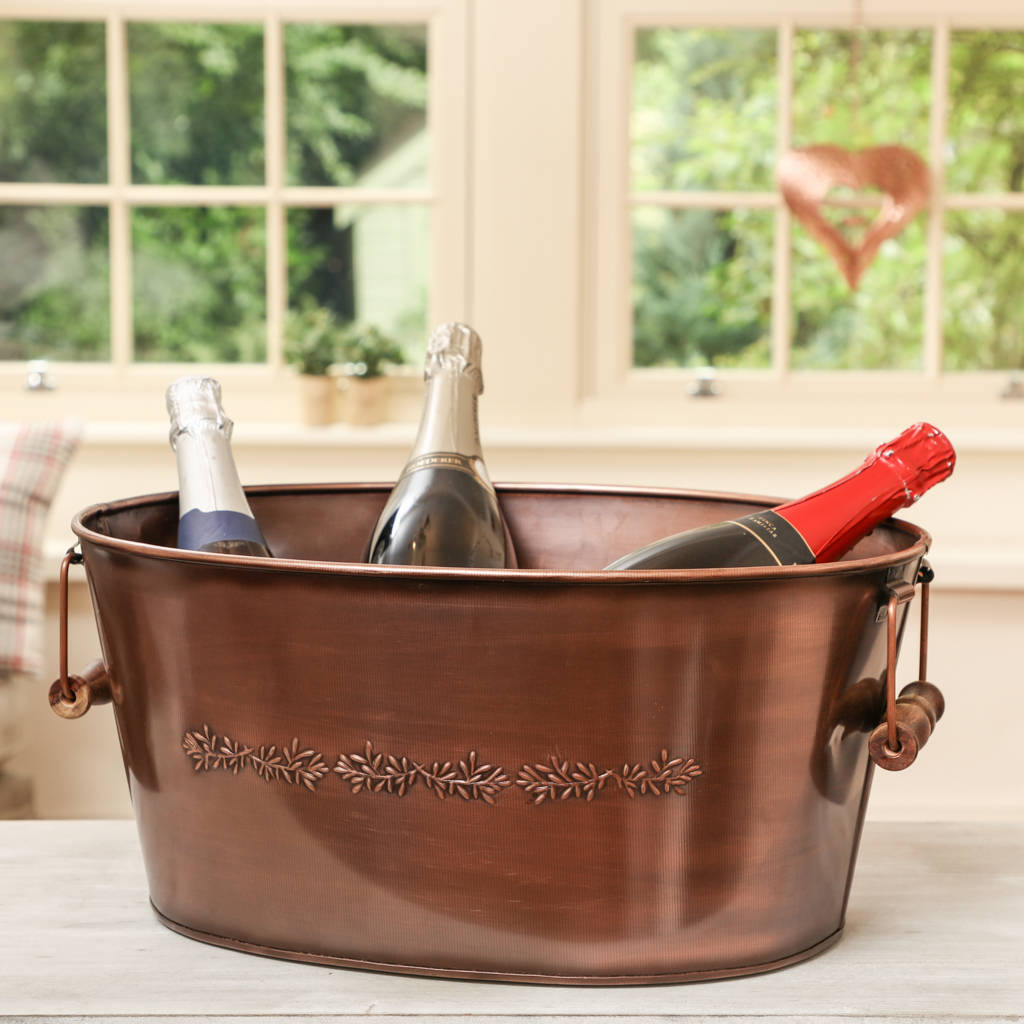 personalised copper wine and champagne chiller bucket by dibor