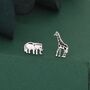 Sterling Silver Elephant And Giraffe Stud Earrings, thumbnail 1 of 10