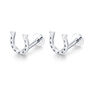 Sterling Silver Horseshoe 16 G Flat Back Labret Earrings, thumbnail 7 of 11