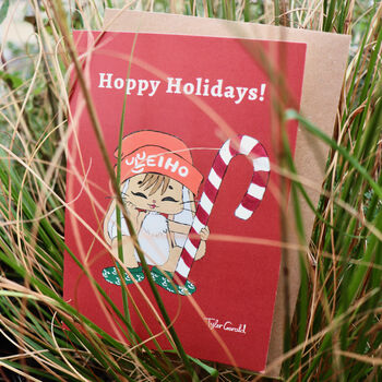 Hoppy Holidays Punny Christmas Card, 2 of 3