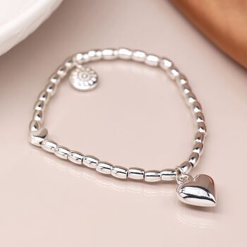 Puff Heart Bracelet With Heart Charm, 4 of 9