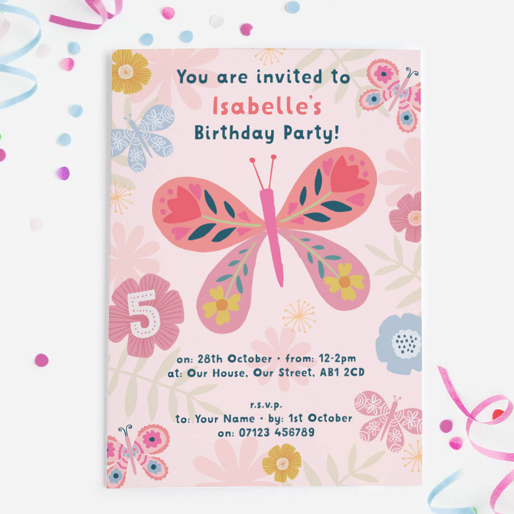 Butterfly Birthday Party Invitations