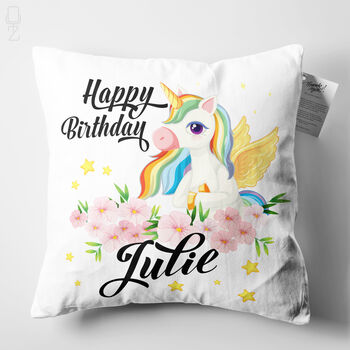 Personalised Magical Unicorn Name Cushion, Birthday Gift For Girls, 3 of 6