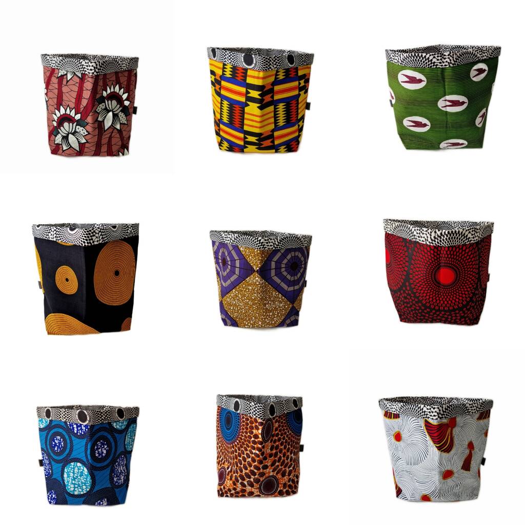 Xl African Print Fabric Basket By Lolly & Kiks