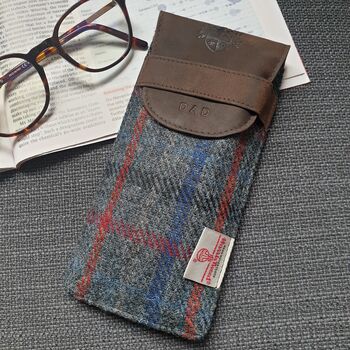 Personalised Harris Tweed And Leather Glasses Case, 7 of 10
