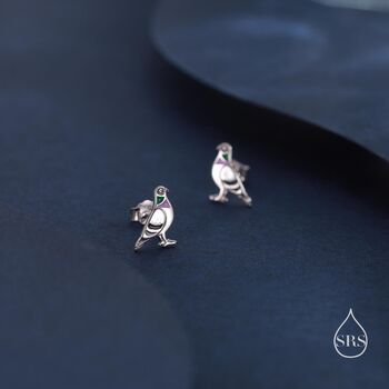 Tiny Pigeon Bird Stud Earrings, 4 of 11