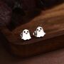 Little Cute Ghost Stud Earrings In Sterling Silver, thumbnail 1 of 12