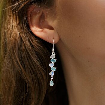 Rainbow Moonstone And Aqua Chalcedony Drop Earrings, 4 of 8