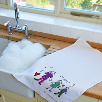 Personalised Hand Drawn Mother's Day Tea Towel, 2 of 5