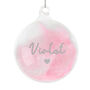 Personalised Pink Or Blue Feather Glass Bauble – Christmas Tree Decorations, thumbnail 8 of 10