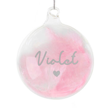 Personalised Pink Or Blue Feather Glass Bauble – Christmas Tree Decorations, 8 of 10