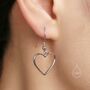 Heart Dangle Drop Hook Earrings In Sterling Silver, thumbnail 7 of 12