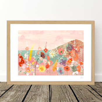 Coastal Pink Flower Landscape Print, 5 of 8