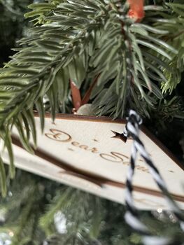 Personalised Wooden Letter To Santa, Tree Decoration, 3 of 4