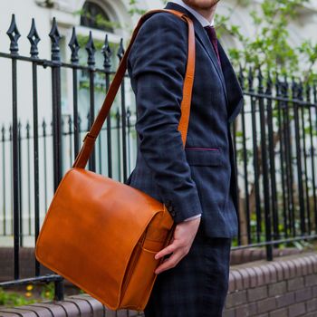 Personalised Leather Messenger Bag For Men ' Ryton ', 4 of 12