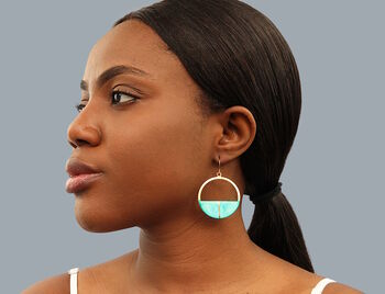 Turquoise Kintsugi Hoop Earrings, 3 of 5