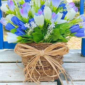 Tulip And Grapevine Basket Door Spring Wreath, 4 of 11
