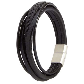 Mens Five Strap Leather Braided Bracelet, 4 of 4