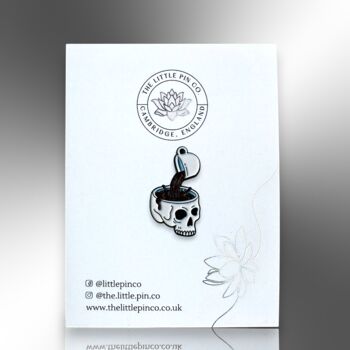 Small Skull Coffee Cup Halloween Enamel Pin Badge, 4 of 8