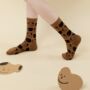 Brown And Black Dog Face Mid Calf Length Socks, thumbnail 1 of 3