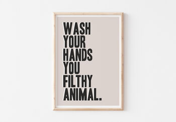 Bathroom Wash Your Hands Funny Wall Print, 4 of 4