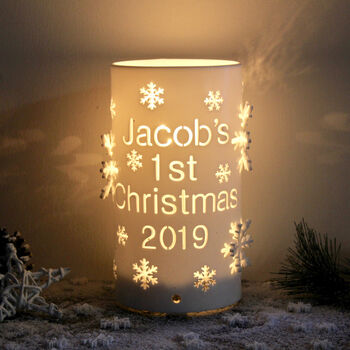 Personalised Baby's First Christmas LED Snowflake Light, 2 of 5