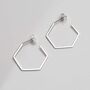 Sterling Silver Hexagon Studs, thumbnail 5 of 6