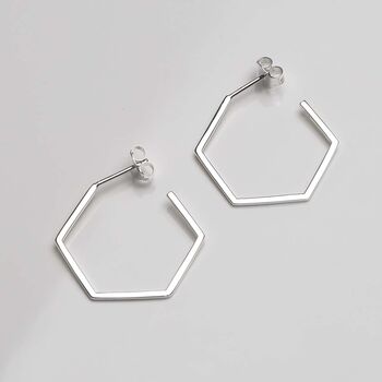 Sterling Silver Hexagon Studs, 5 of 6