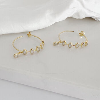 Raining Moonstone Hooped Studs, 3 of 10