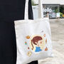 Girl Illustrated White Canvas Tote Bag For Kids, thumbnail 1 of 4