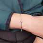 Minimalist Silver Aquamarine March Birthstone Bangle, thumbnail 2 of 4