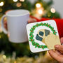 Holly Wreath Christmas Dog Coaster, thumbnail 1 of 11