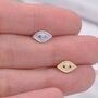Sterling Silver Blue Opal Evil Eye Stud Earrings, thumbnail 4 of 12