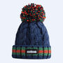 Navy Cable Super Reflective Bobble Hat, thumbnail 1 of 3