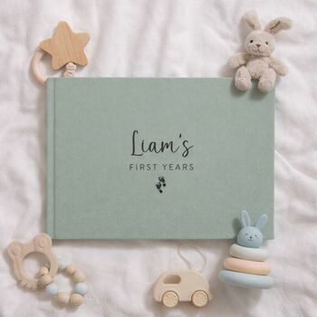 Personalised Linen Baby Memory Book, 2 of 7