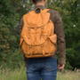 Military Style Genuine Leather Backpack In Brown, thumbnail 6 of 12
