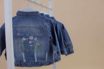 Personalised Embroidered Wild Flower Children's Denim Jacket, 8 of 9