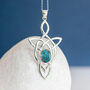 Genuine Copper Turquoise Celtic Knot Necklace In Silver, thumbnail 1 of 9