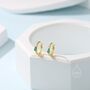 Tiny Pear Shape Emerald Green Cz Huggie Hoops, thumbnail 6 of 11