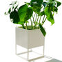 White Square Metal Planter With Stand, thumbnail 6 of 6