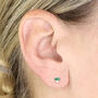Sterling Silver Green Baguette Cz Micro Stud Earrings – 4mm, thumbnail 5 of 5