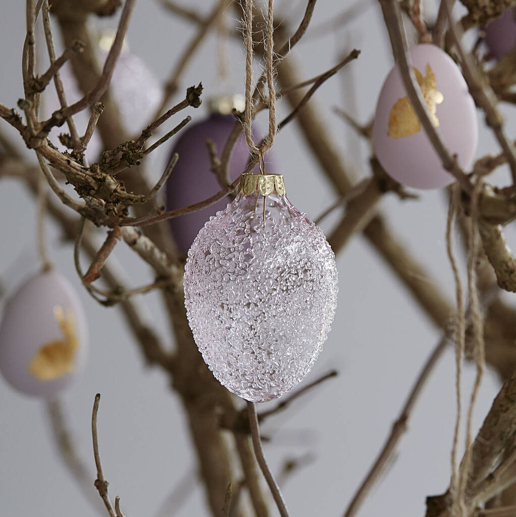 Mauve Textured Glass Easter Egg Decoration, 1 of 3