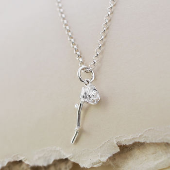 Sterling Silver Delicate Rose Necklace, 4 of 7