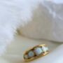 Opal Effect Gold Band Ring – 16k Gold Plated Brass With Shimmering Lab Opals, thumbnail 1 of 8