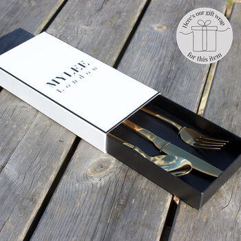 Personalised Black Cutlery Set With Free Engraving, 5 of 5