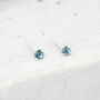 Mini Sterling Silver March Aquamarine Birthstone Stud Earrings, thumbnail 1 of 6