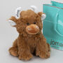 Brown Highland Cow Soft Toy+Personalised Horn+Gift Bag, thumbnail 1 of 11
