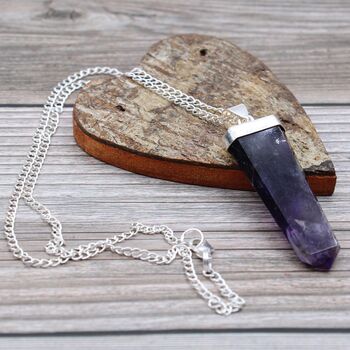 Amethyst Pencil Point Silver Plated Necklace, 5 of 8