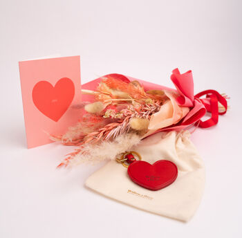 Dried Flower Bouquet And Personalised Heart Keychain, 3 of 6